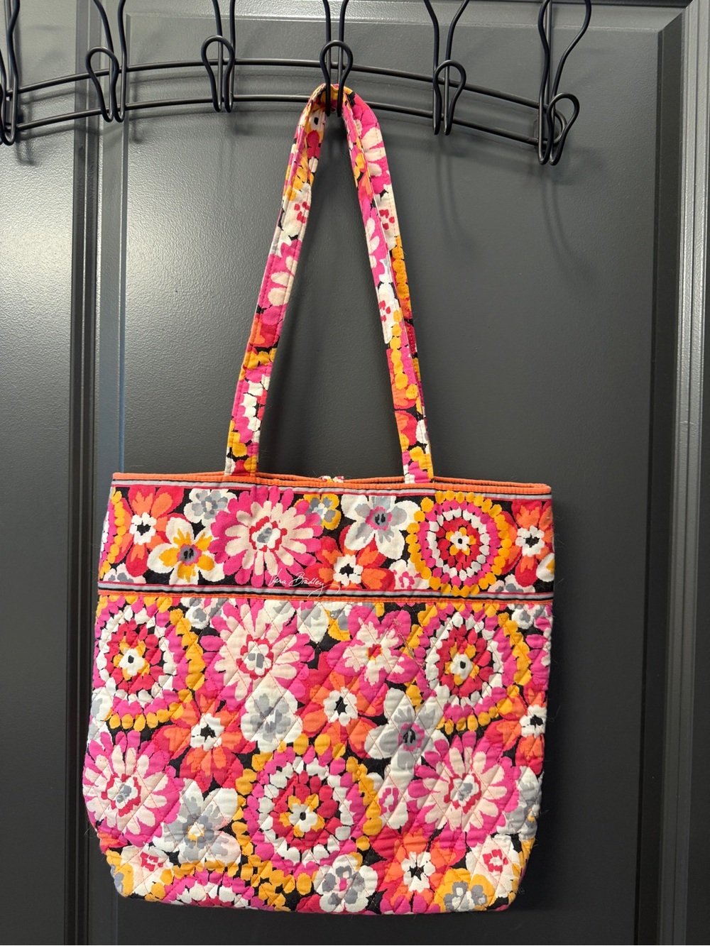 Vera Bradley Pixie Blooms Floral Pink Tote Pockets Handle Loop Button  Closure